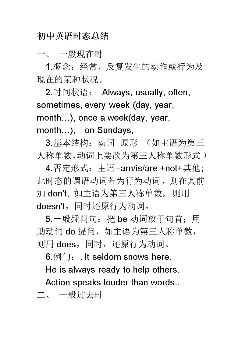 初中英语时态总结(1)2021高考第1页