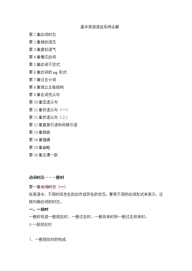 高中英语语法大全 (1) 试卷01