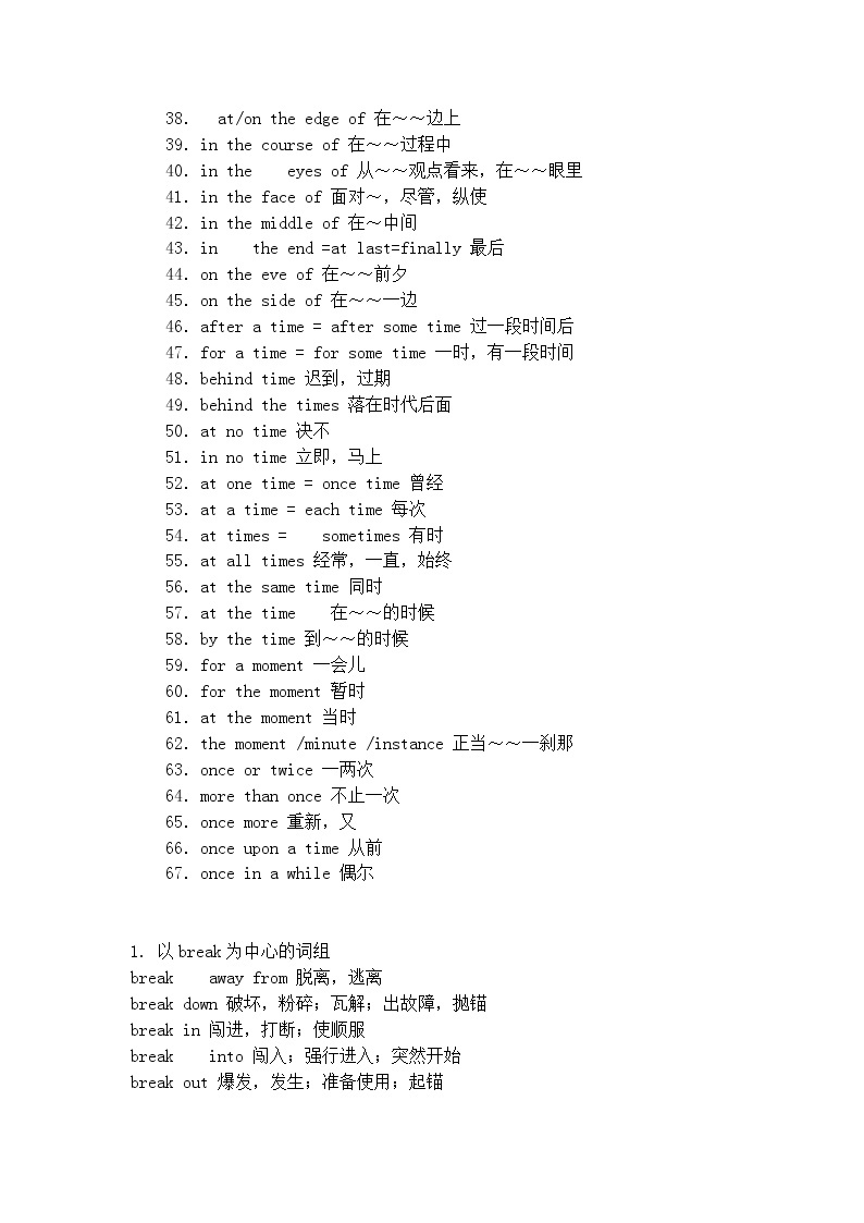 高考英语完型填空高频词组 7 试卷02