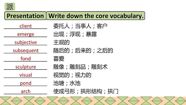 人教版2019高中英语选择性必修第三册Unit 1 Art Period 2 Build up your Vocabulary课件（共44张PPT）第6页