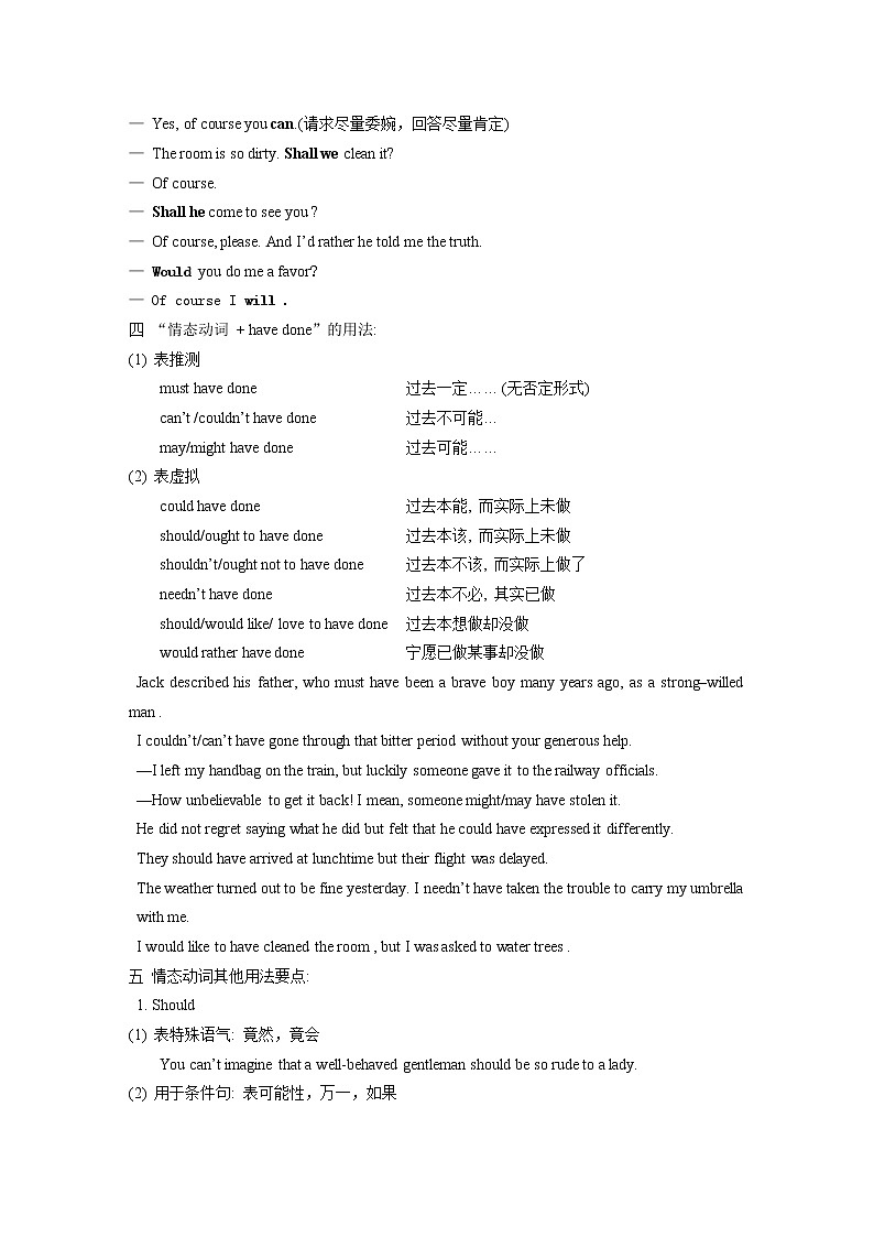 第13讲  情态动词和虚拟语气  精讲精练2022届准高三高考英语语法暑假专练02