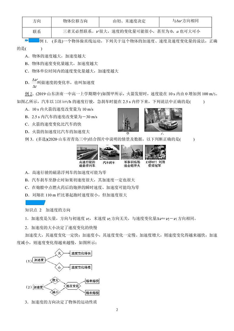 1.4 速度变化快慢的描述——加速度—人教版（2019）高中物理必修第一册学案02