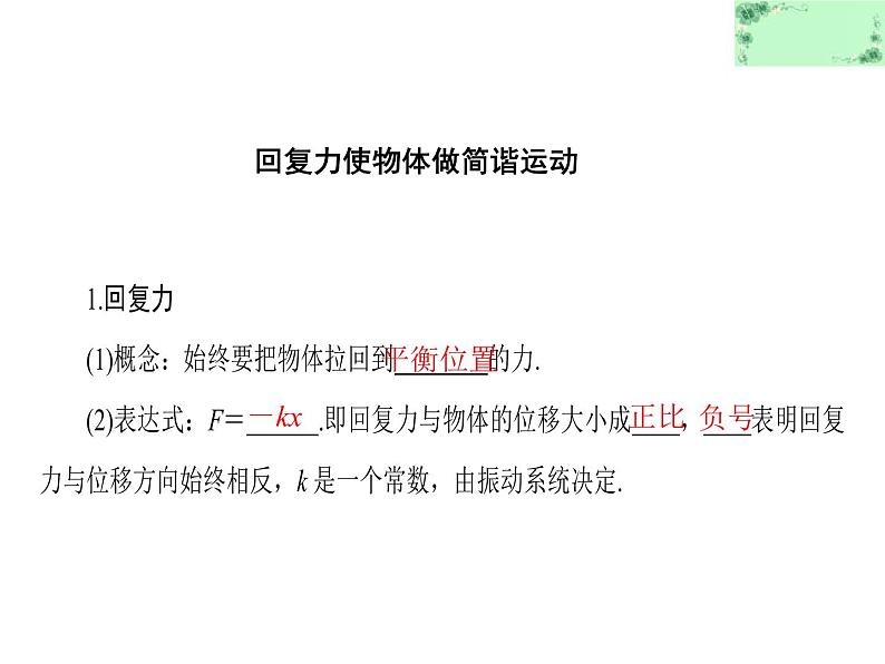 2021-2022学年沪科版选修3-4 1.1-2探究物体做简谐运动的原因 课件（31张）03