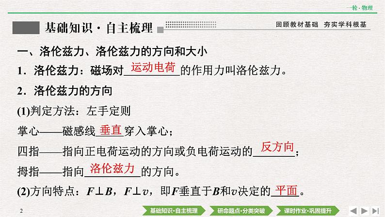 2022届新高考一轮复习人教版 第九章  第2讲　磁场对运动电荷的作用 课件（59张）第2页