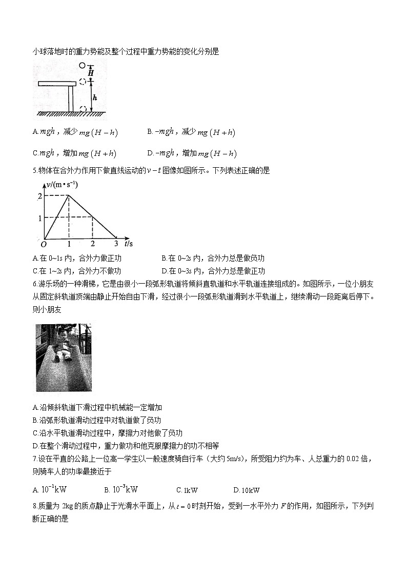 2020-2021学年山东省菏泽市高一下学期期末考试物理试题（B）02