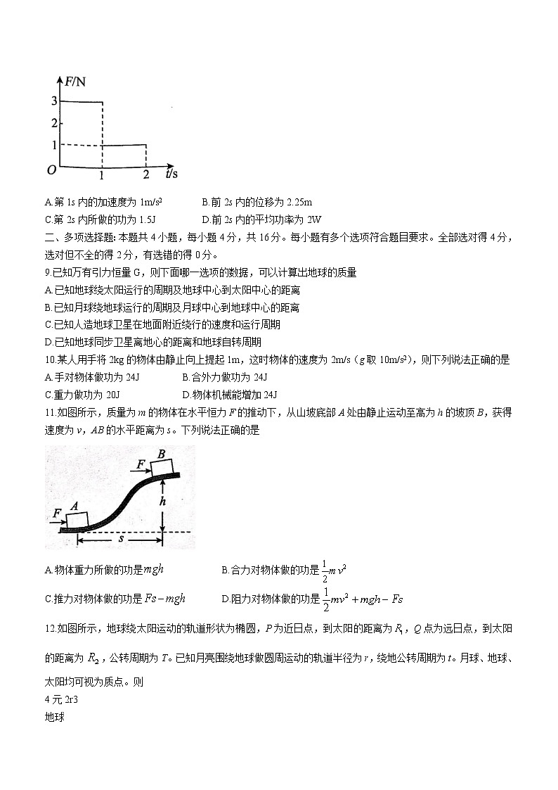 2020-2021学年山东省菏泽市高一下学期期末考试物理试题（B）03