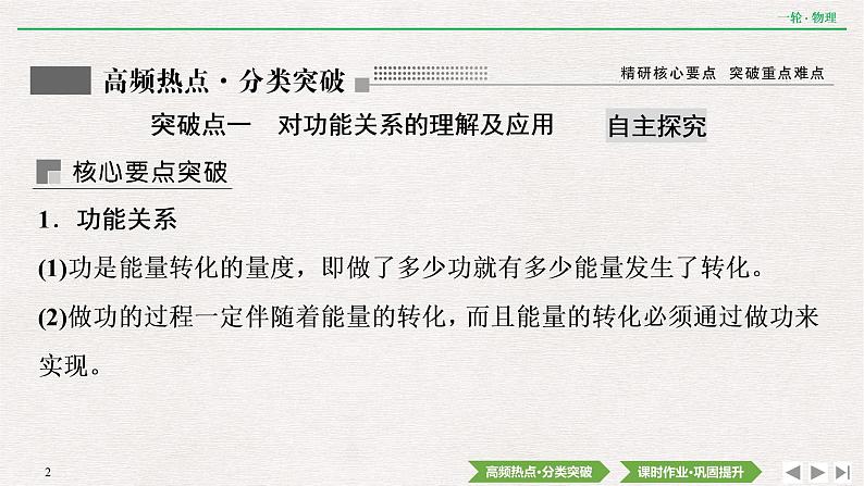 2022届新高考一轮复习人教版 第五章  专题突破3　功能关系　能量守恒定律 课件（38张）第2页