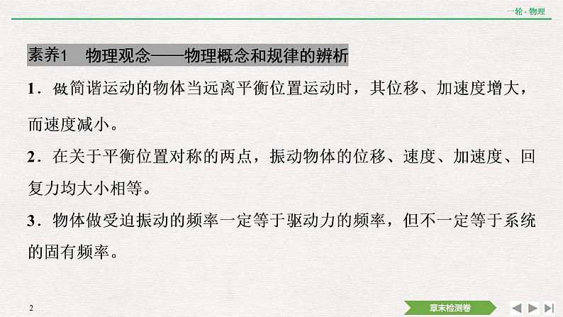 2022届新高考一轮复习人教版 第十四章  机械振动与机械波 光 电磁波与相对论 章末提升  核心素养培养 课件（30张）02