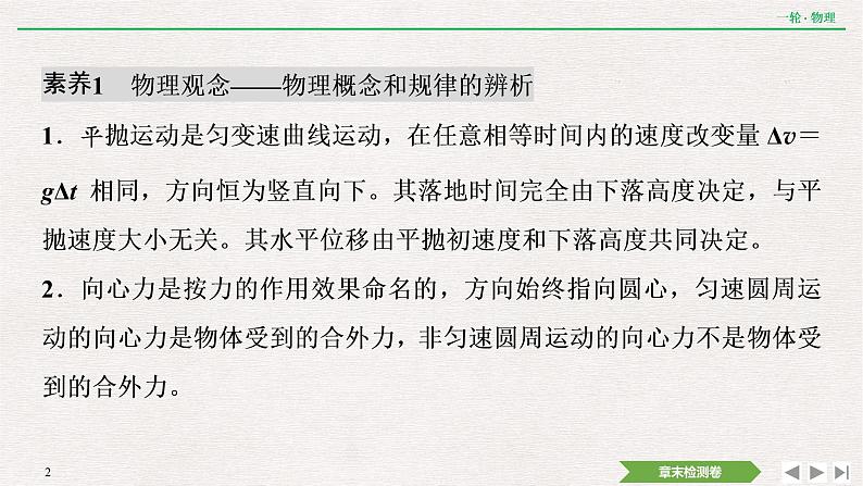 2022届新高考一轮复习人教版 第四章  曲线运动  万有引力与航天 章末提升  核心素养培养 课件（19张）第2页