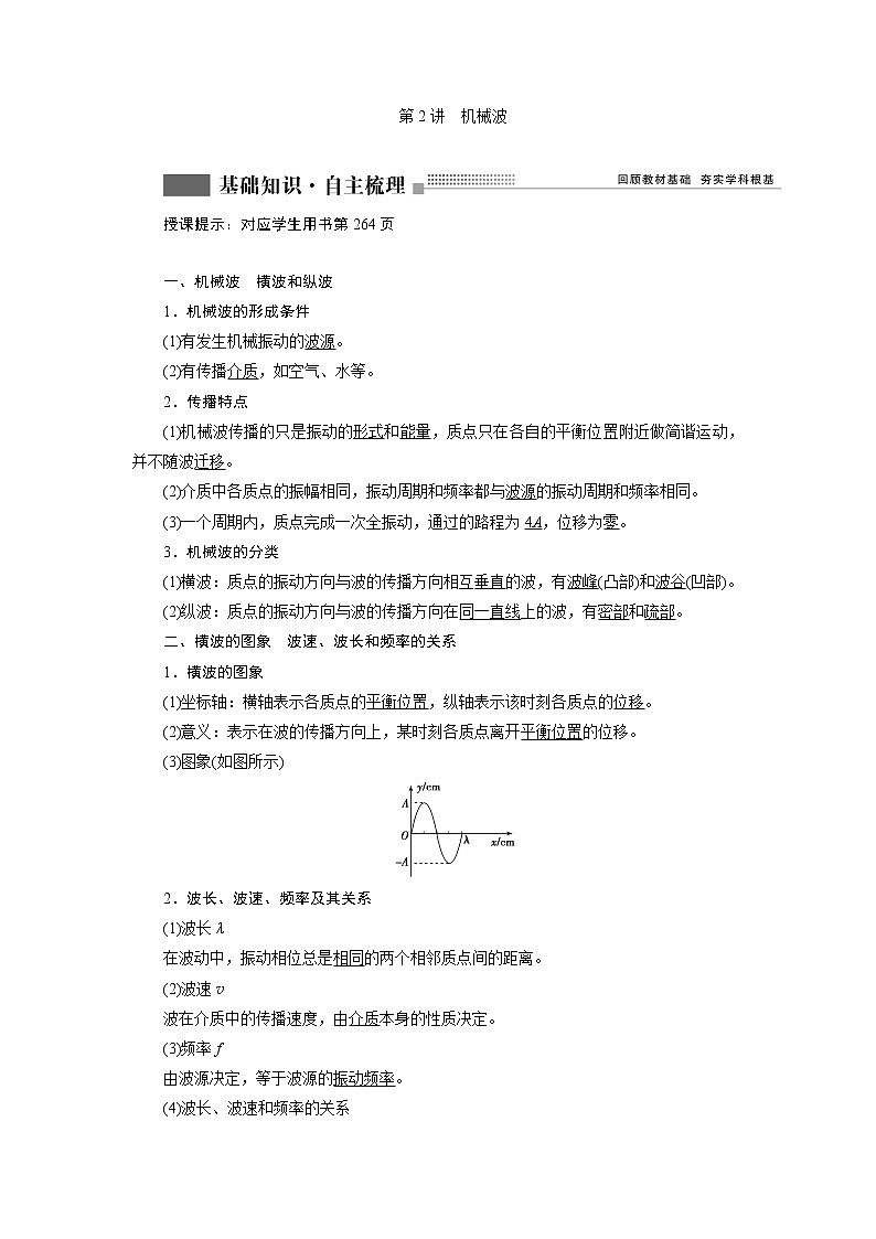 2022届新高考一轮复习人教版 第十四章 第2讲　机械波 学案01