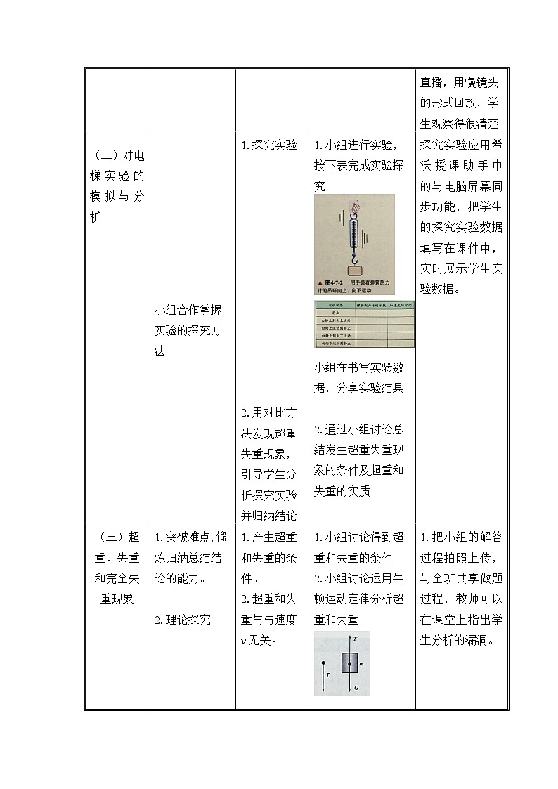 教科版（2019）高中物理必修第一册4.7超重与失重 教案02