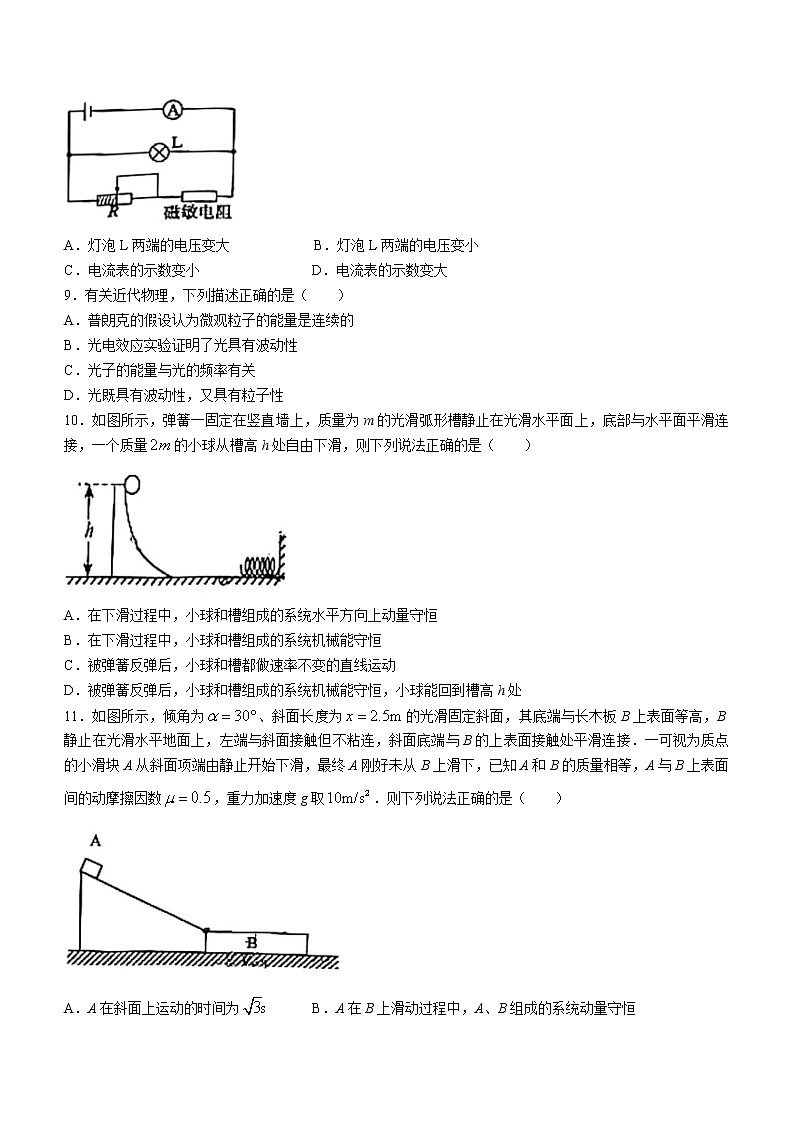 2020-2021学年广东省东莞市高二下学期期末考试物理试题 word版03