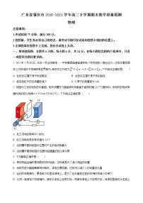 2020-2021学年广东省肇庆市高二下学期期末教学质量检测物理试题 解析版