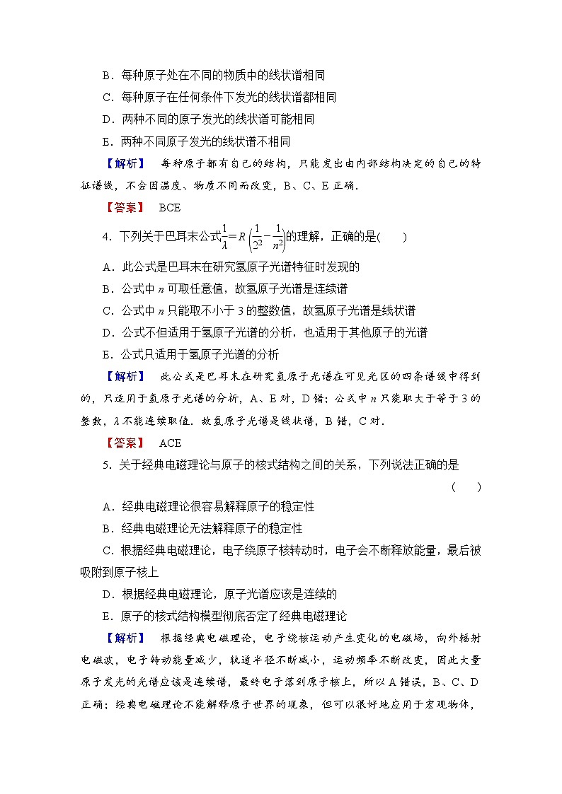 高中物理人教版选修3-5（学业分层测评）第十八章 原子结构 学业分层测评11 word版含答案02