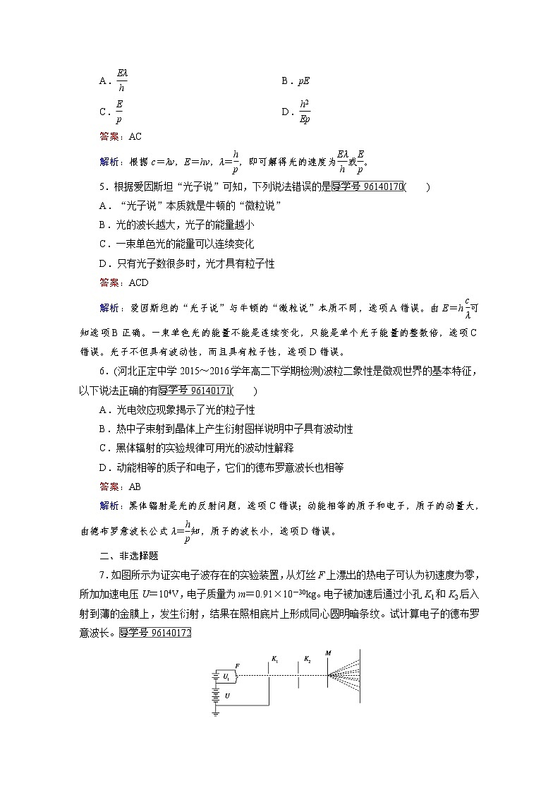 高中物理人教版选修3-5习题 第17章 波粒二象性 第3节 word版含答案02