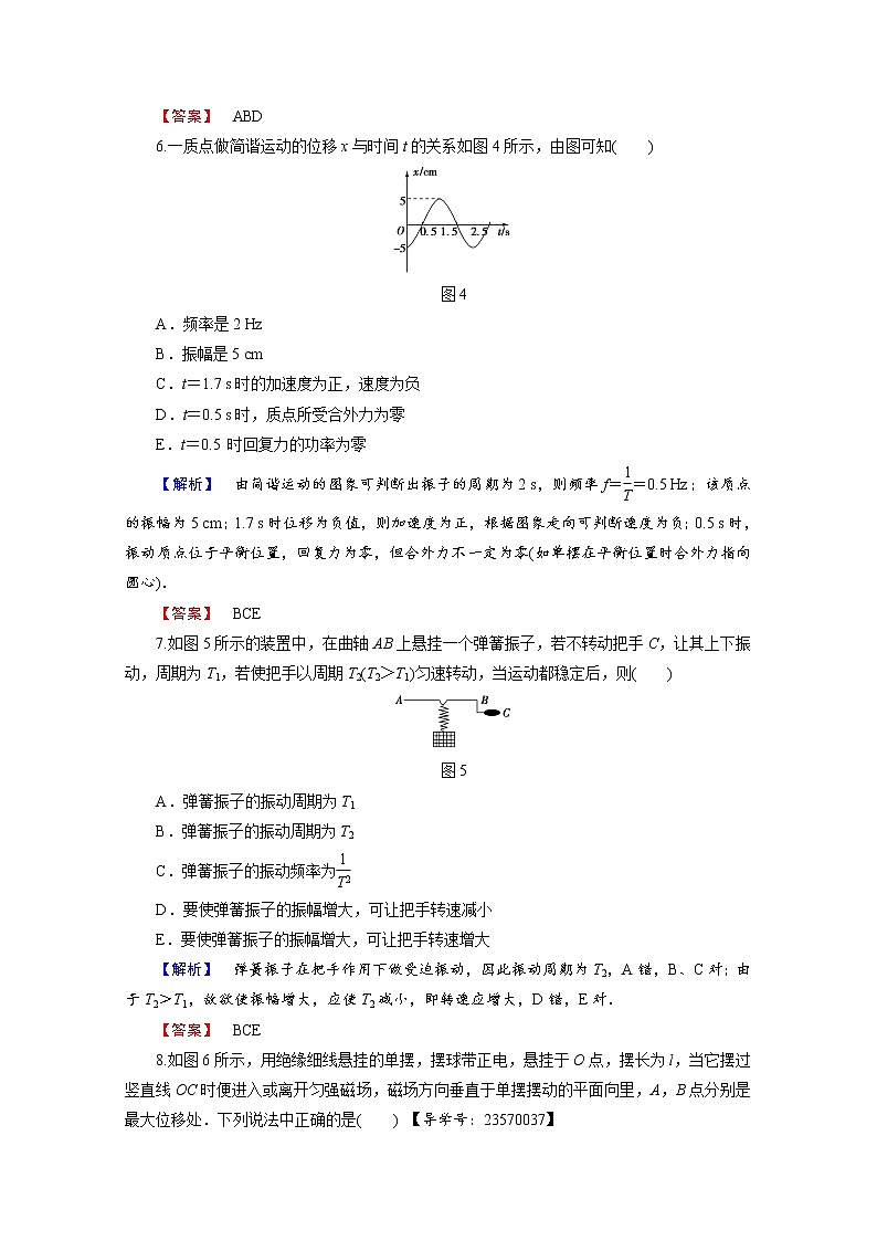 高中物理人教版选修3-4章末综合测评 章末综合测评1 word版含答案第3页