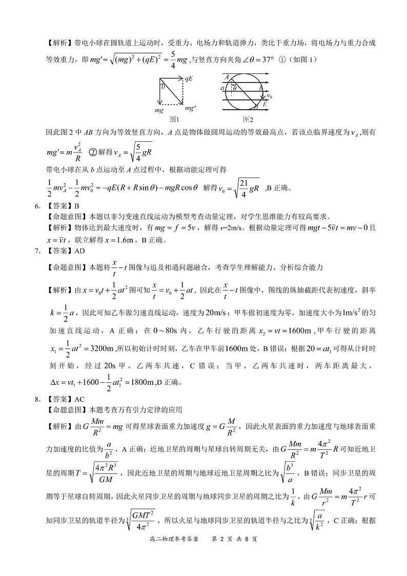 河南省领军考试2020-2021学年高二下学期7月联考物理试题+答案02