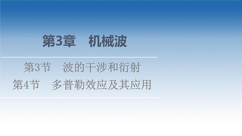 2021-2022学年新教材鲁科物理选择性必修第一册课件：第3章　第4节　多普勒效应及其应用（课件）01