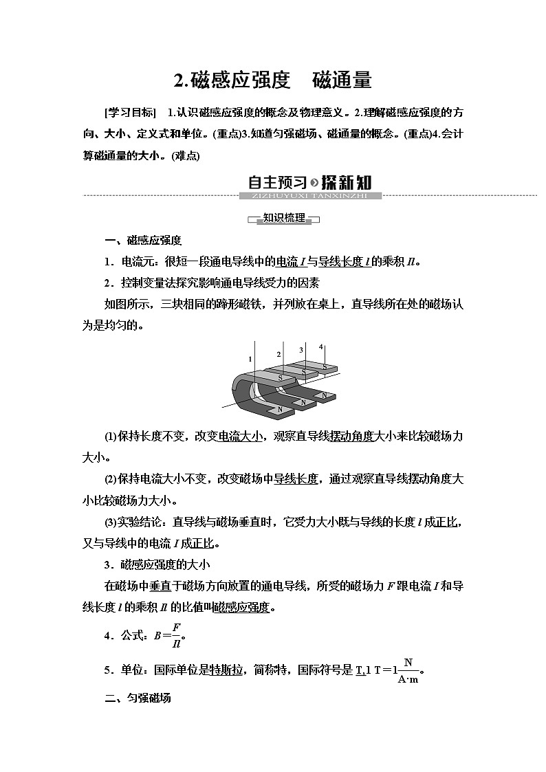 第13章 2.磁感应强度　磁通量--（新教材） 人教版物理必修第三册配套学案(含答案)01