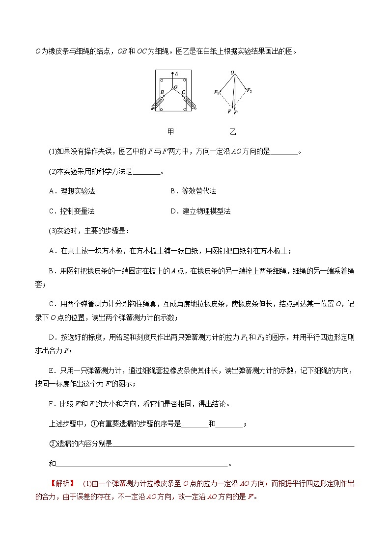 3.4.2  实验：探究两个互成角度的力的合成规律-高一物理讲义+练习（新人教版必修第一册）02