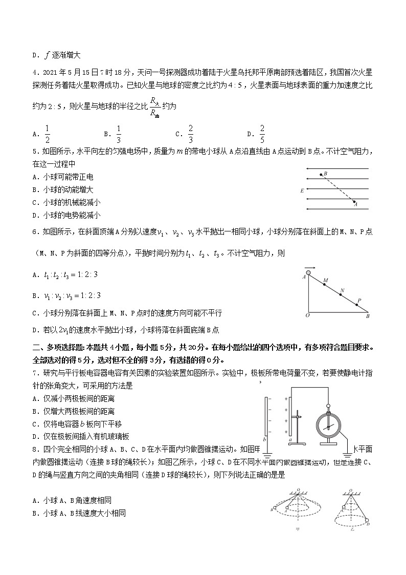湖南省五市十校教研教改共同体2020_2021学年高一物理下学期期末考试试题第2页