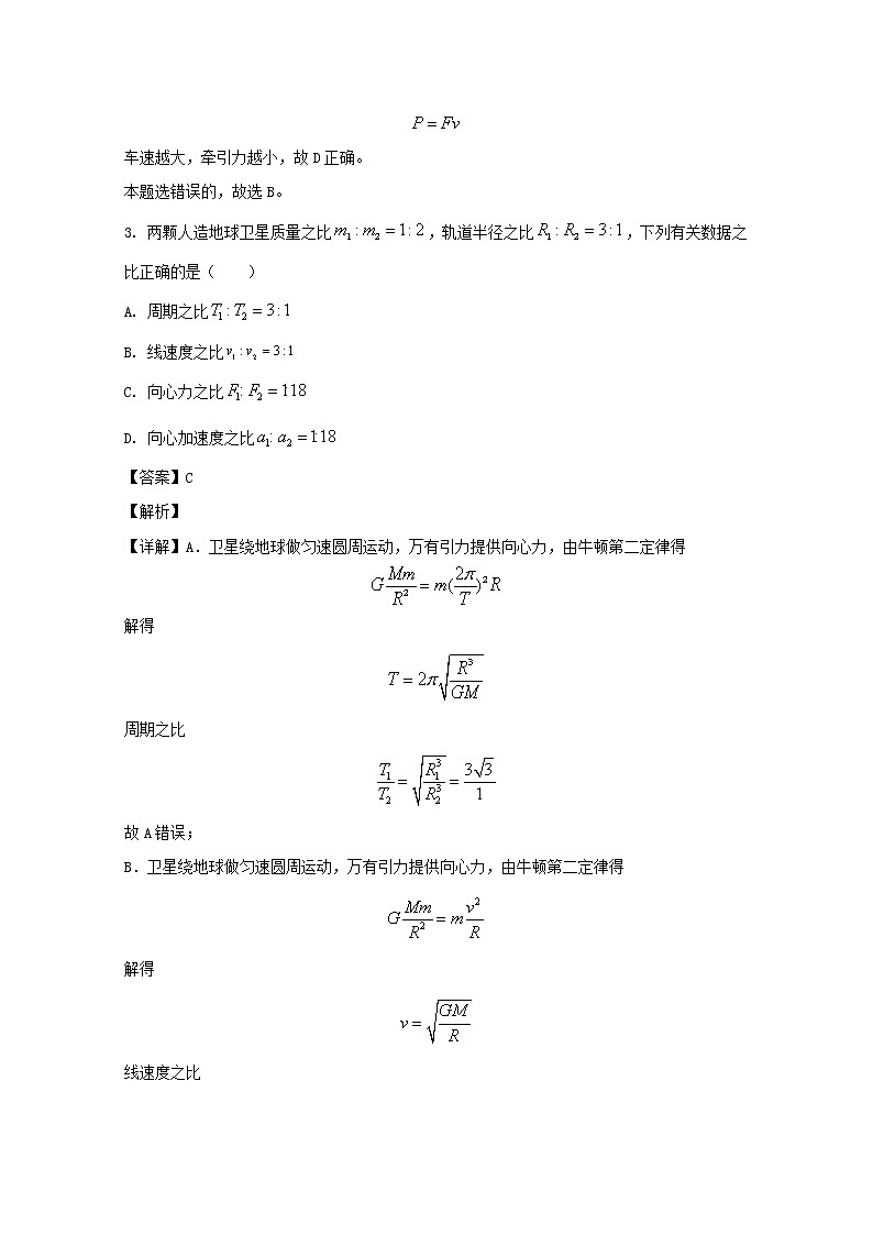 湖北省黄冈市黄梅国际育才高级中学2019_2020学年高一物理下学期期中试题含解析第2页