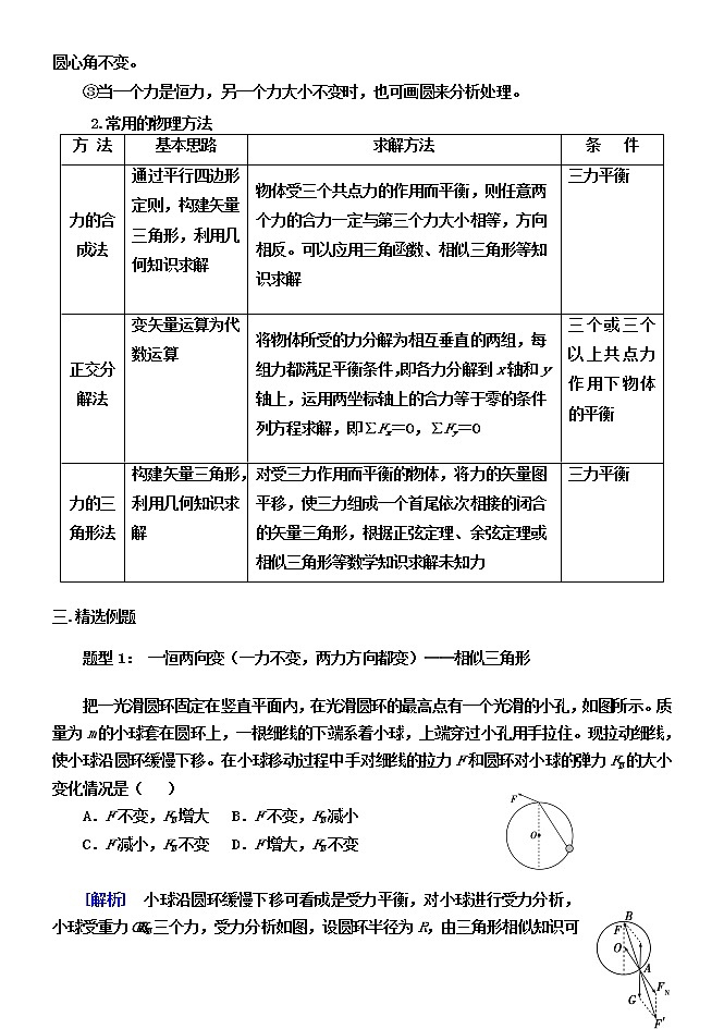 2022高考物理一轮复习学案 001三个共点力作用下的动态平衡 精讲精练第2页