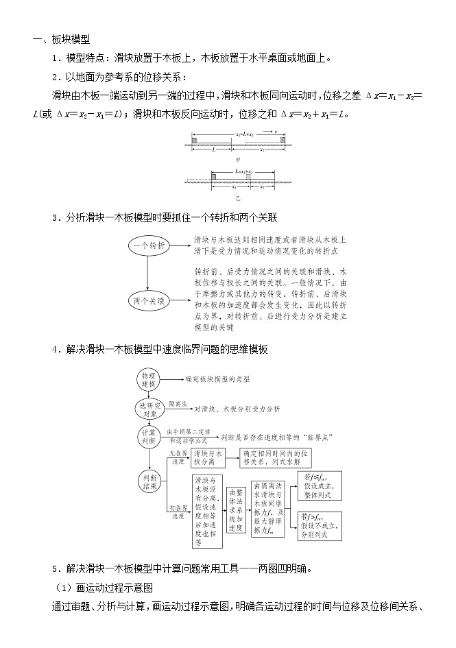 2022高考物理一轮复习学案 005滑块——木板模型之定量计算 精讲精练01