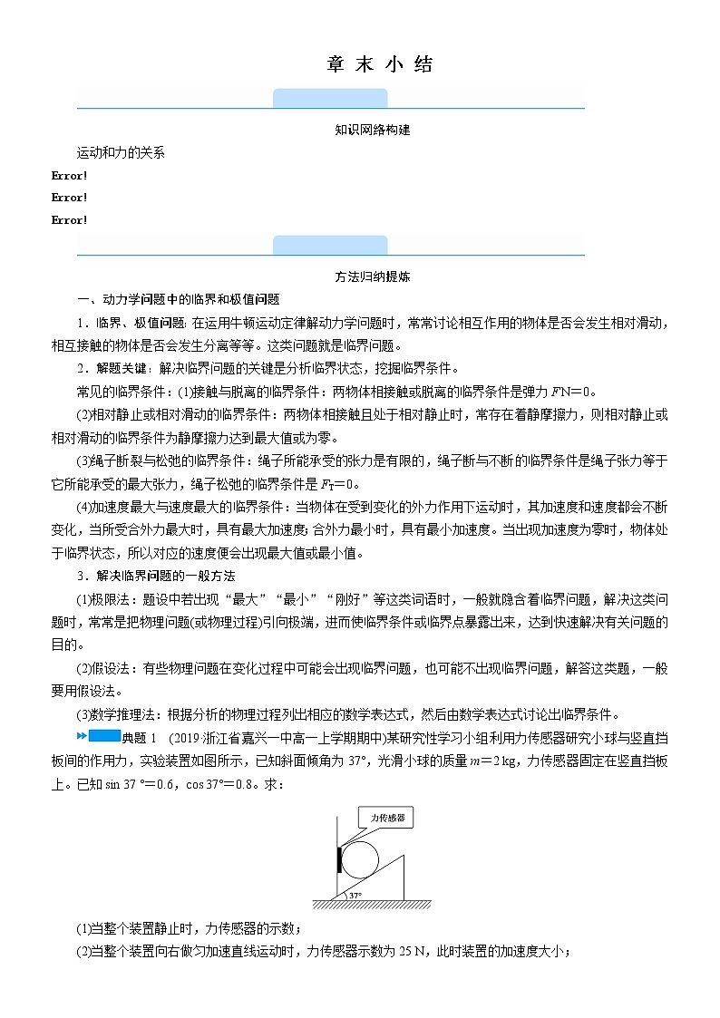 答案 第四章  章 末 小 结—人教版（2019）高中物理必修第一册学案01