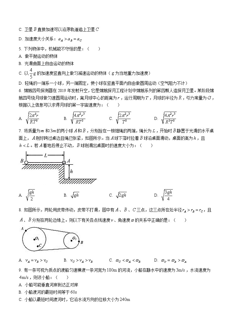 2020-2021学年安徽省合肥市六校高一下学期期末联考物理试题02