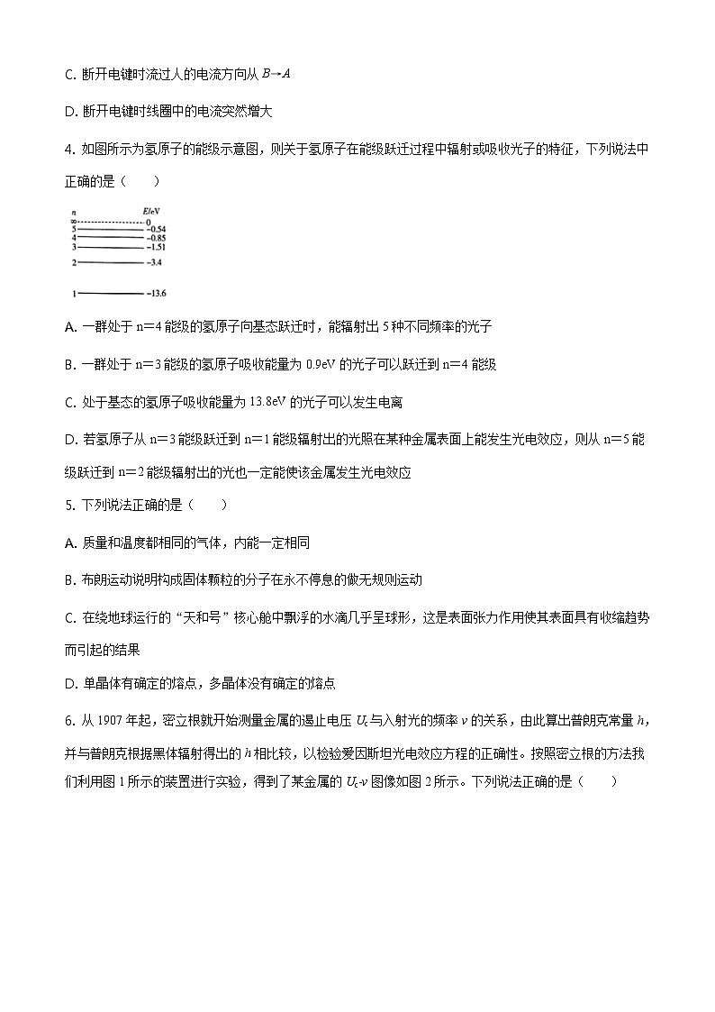 2020-2021学年山东省聊城市高二下学期期末考试物理试题 word版第2页