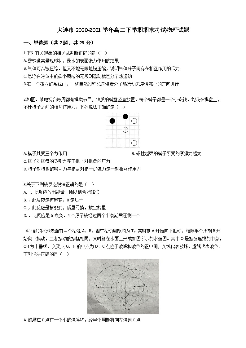 2020-2021学年辽宁省大连市高二下学期期末考试物理试题 解析版01