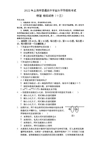 上海市2022年普通高中学业水平等级性考试物理模拟测试题 十三 解析版