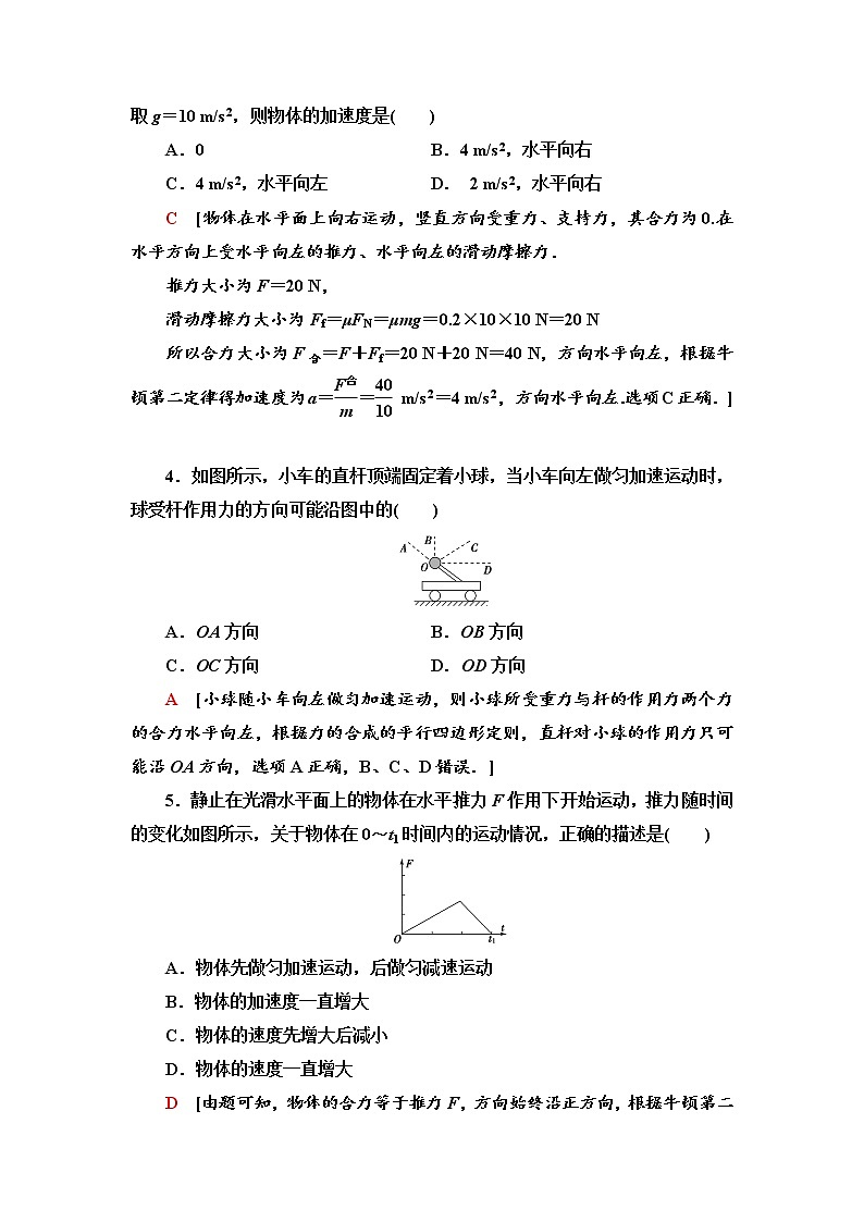 课时分层作业15 牛顿第二定律--2021年人教版（新课标）高中物理必修1配套练习02