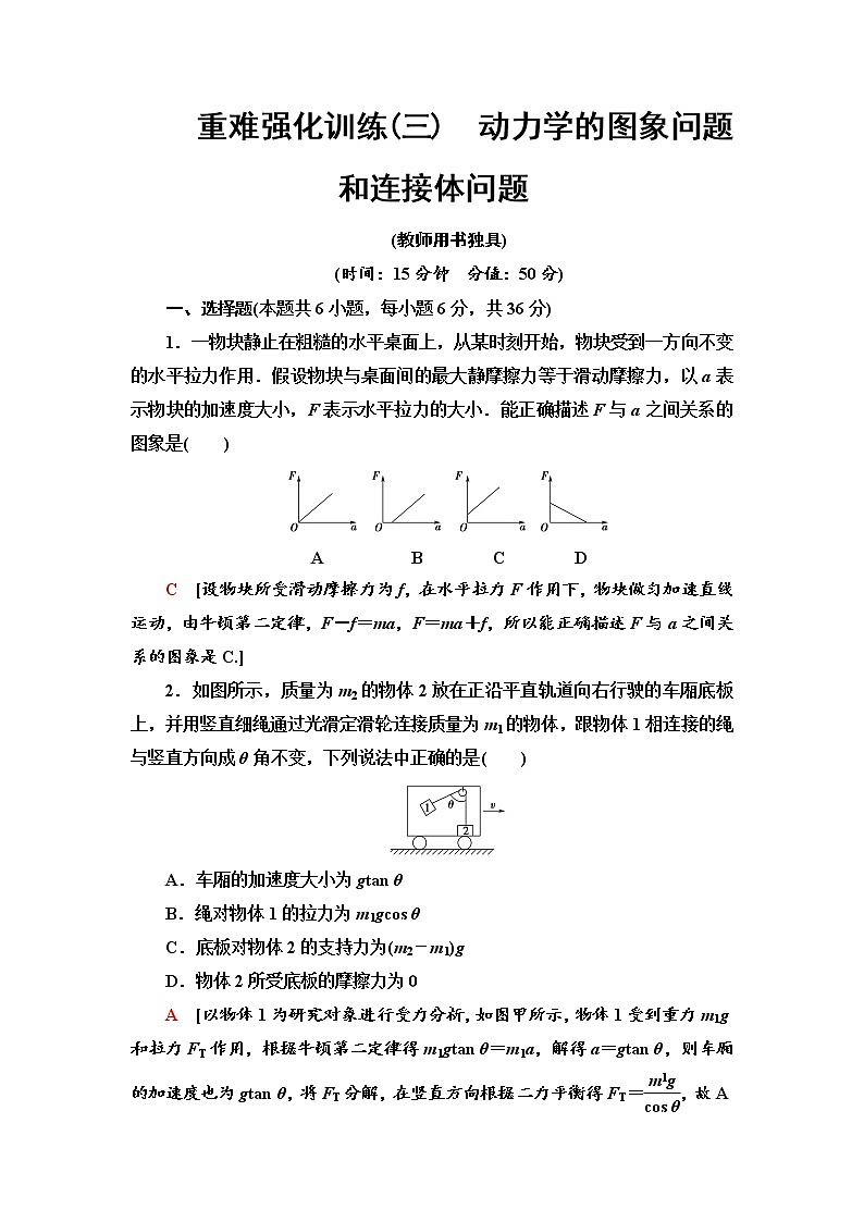 重难强化训练3　动力学的图象问题和连接体问题--2021年人教版（新课标）高中物理必修1配套练习01