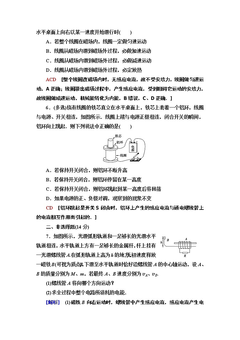 课时分层作业 6 涡流、电磁阻尼和电磁驱动--2021年人教版（新课标）高中物理选修3-2同步练习第3页