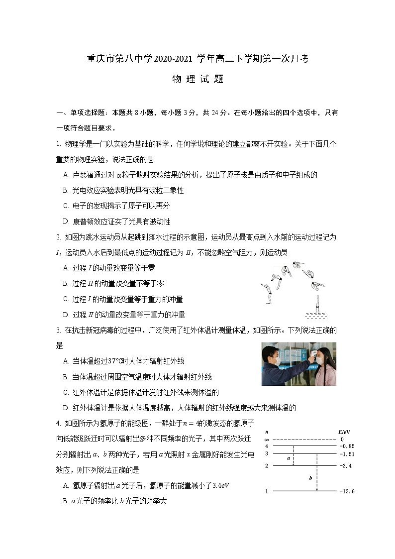 2020-2021学年重庆市第八中学高二下学期第一次月考物理试题 解析版01