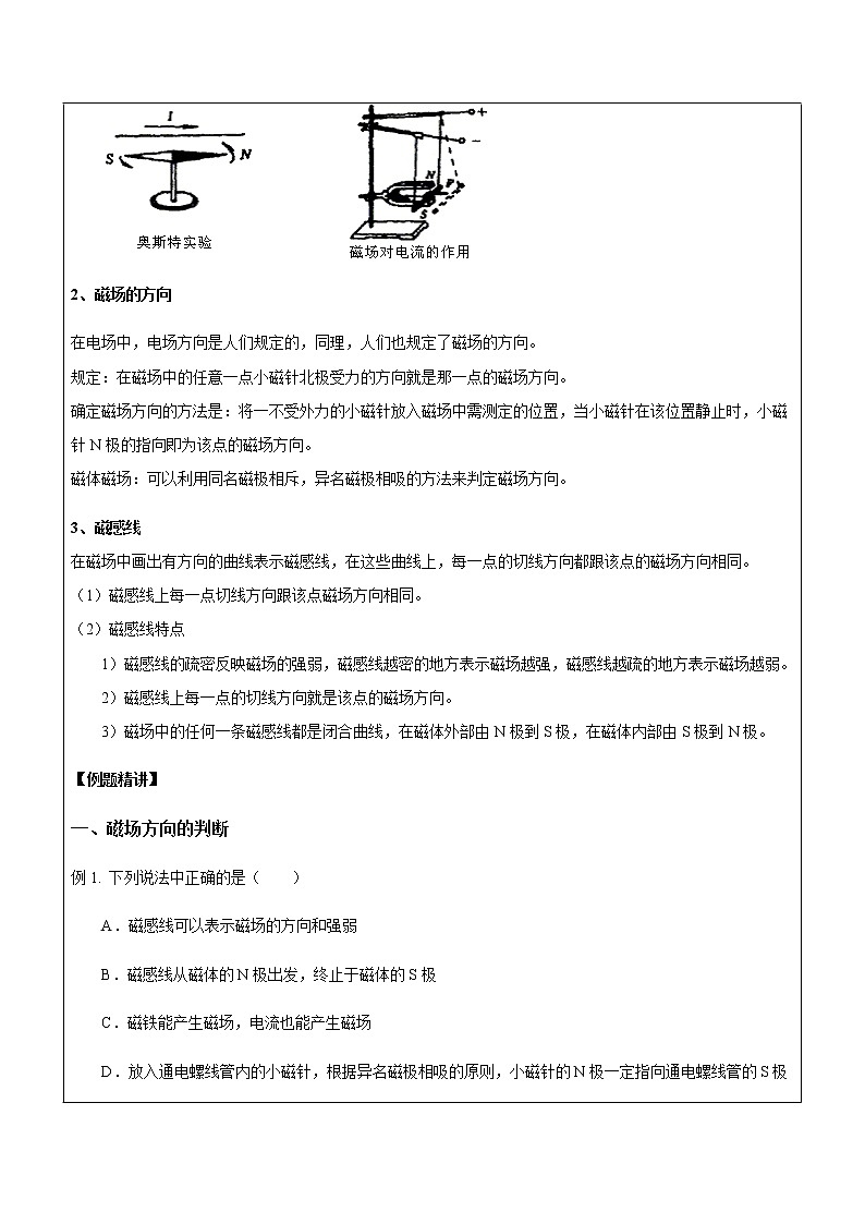 2021年上海市高二第一学期物理培优讲义第11讲-电流的磁场（新课教案）03