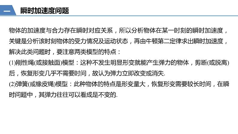 人教版（2019）高中物理必修第一册——第四章 专题强化 瞬时加速度问题和动力学图象问题课件PPT05