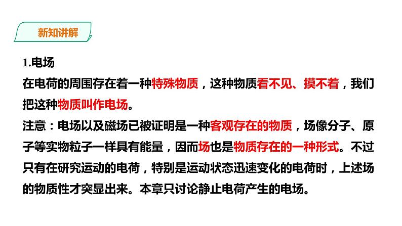 2021-2022学年人教版高中物理必修3第9章第3节电场 电场强度课件（第1课时）第4页