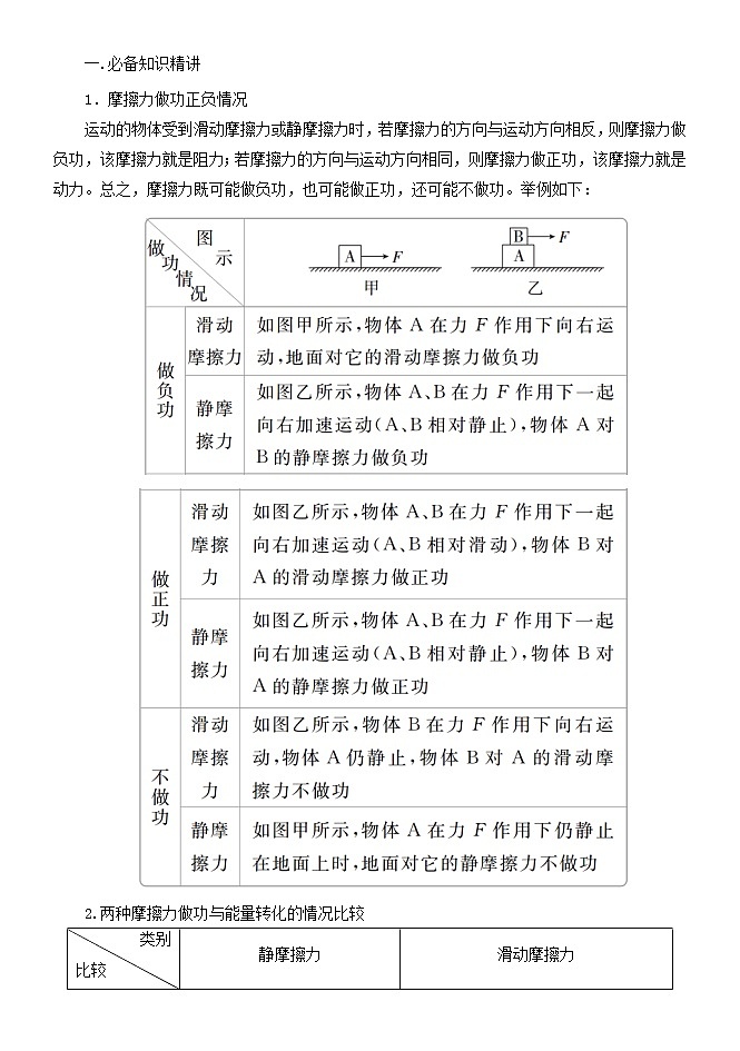 037与摩擦力做功及摩擦热相关的6种题型 精讲精练-2022届高三物理一轮复习疑难突破微专题学案第1页
