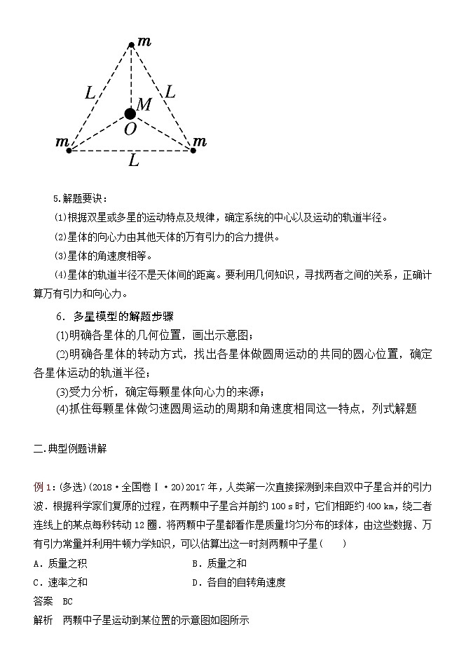 029双星、多星模型 精讲精练-2022届高三物理一轮复习疑难突破微专题学案03
