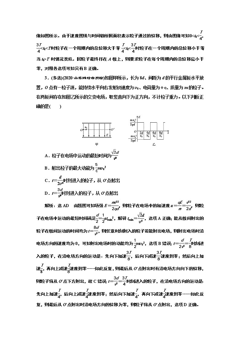 2022高考物理一轮复习课时专练   课时跟踪检测(二十五)　带电粒子在电场中运动的综合问题第2页