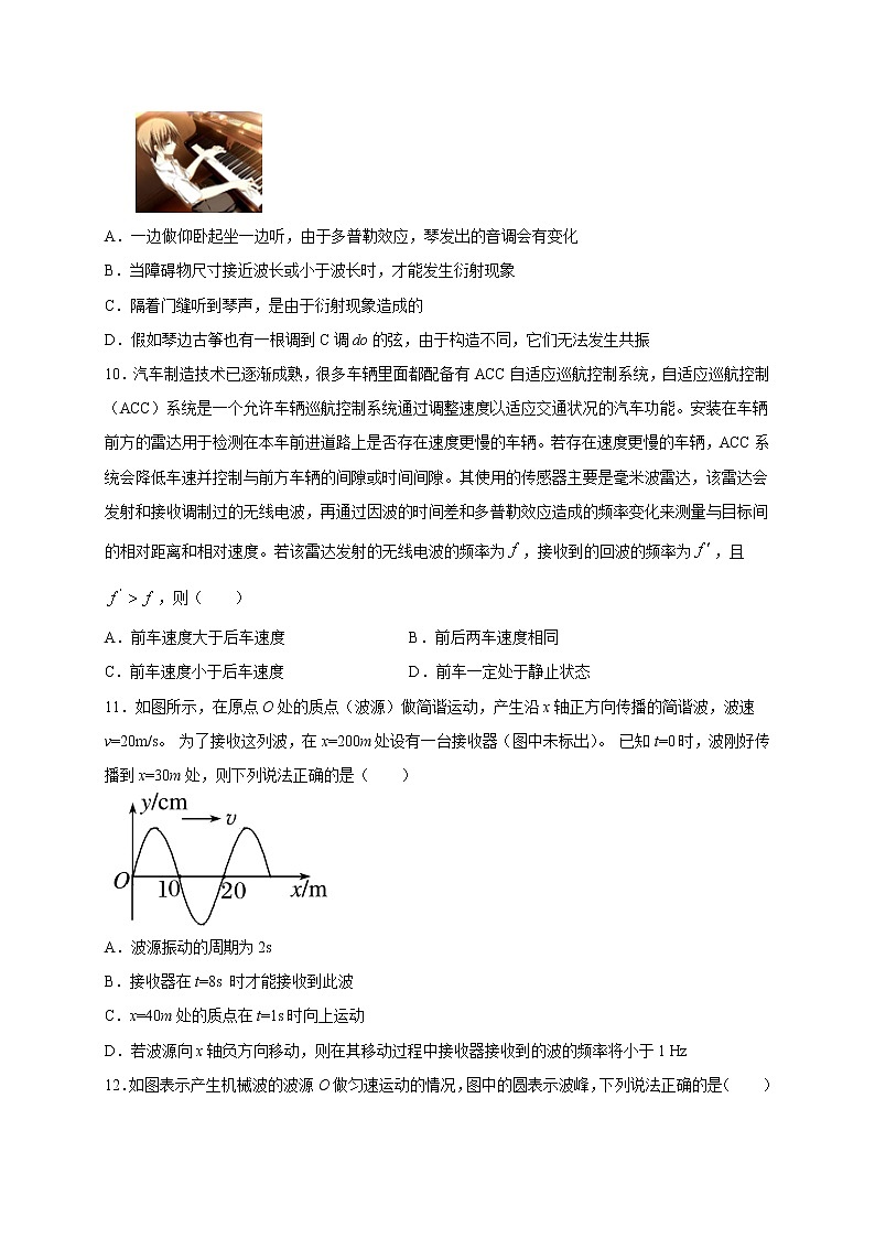 人教版（2019）高中物理选择性必修第一册第三章第五节 多普勒效应（巩固）练习（ 含答案）第3页