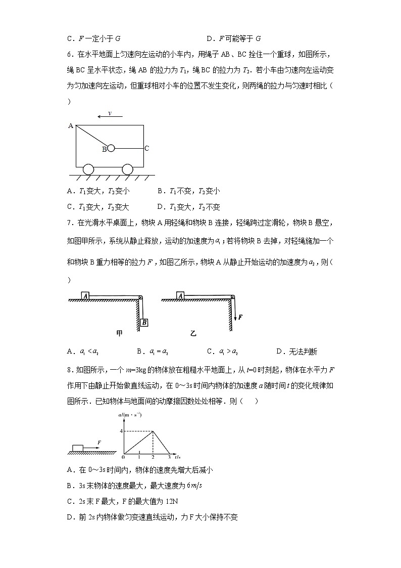 高中物理人教版必修第一册第四章 3 牛顿第二定律 同步练习02