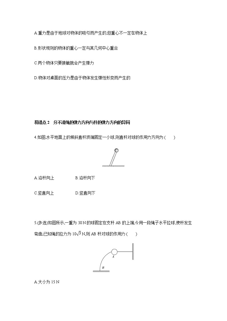 第三章 相互作用-力 易错题分析-【新教材】人教版（2019）高中物理必修第一册易错专题复习第2页