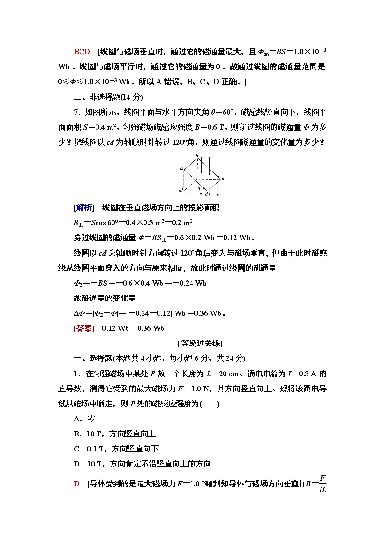 课时分层作业17　磁感应强度　磁通量第3页
