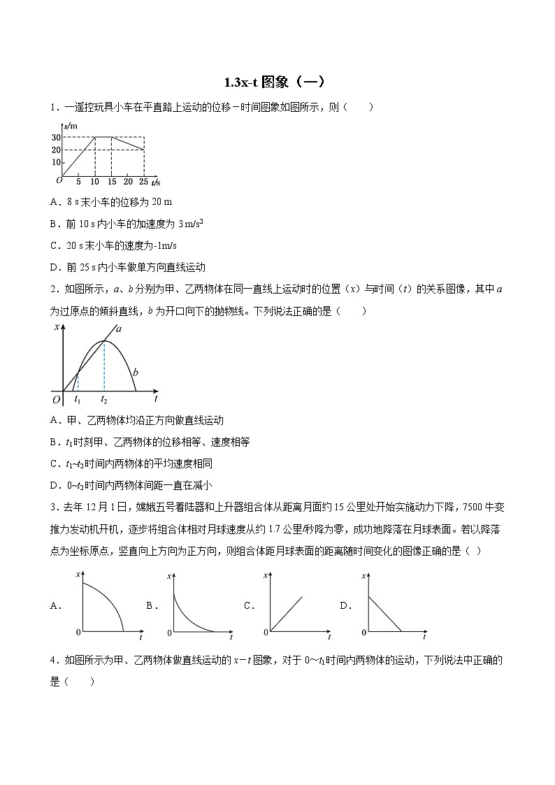 1.3x-t图象（一、二）过关检测-2022届高考物理一轮复习第1页