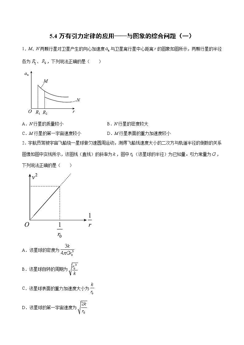 5.4万有引力定律的应用——与图象的综合问题（一、二）过关检测-2022届高考物理一轮复习第1页