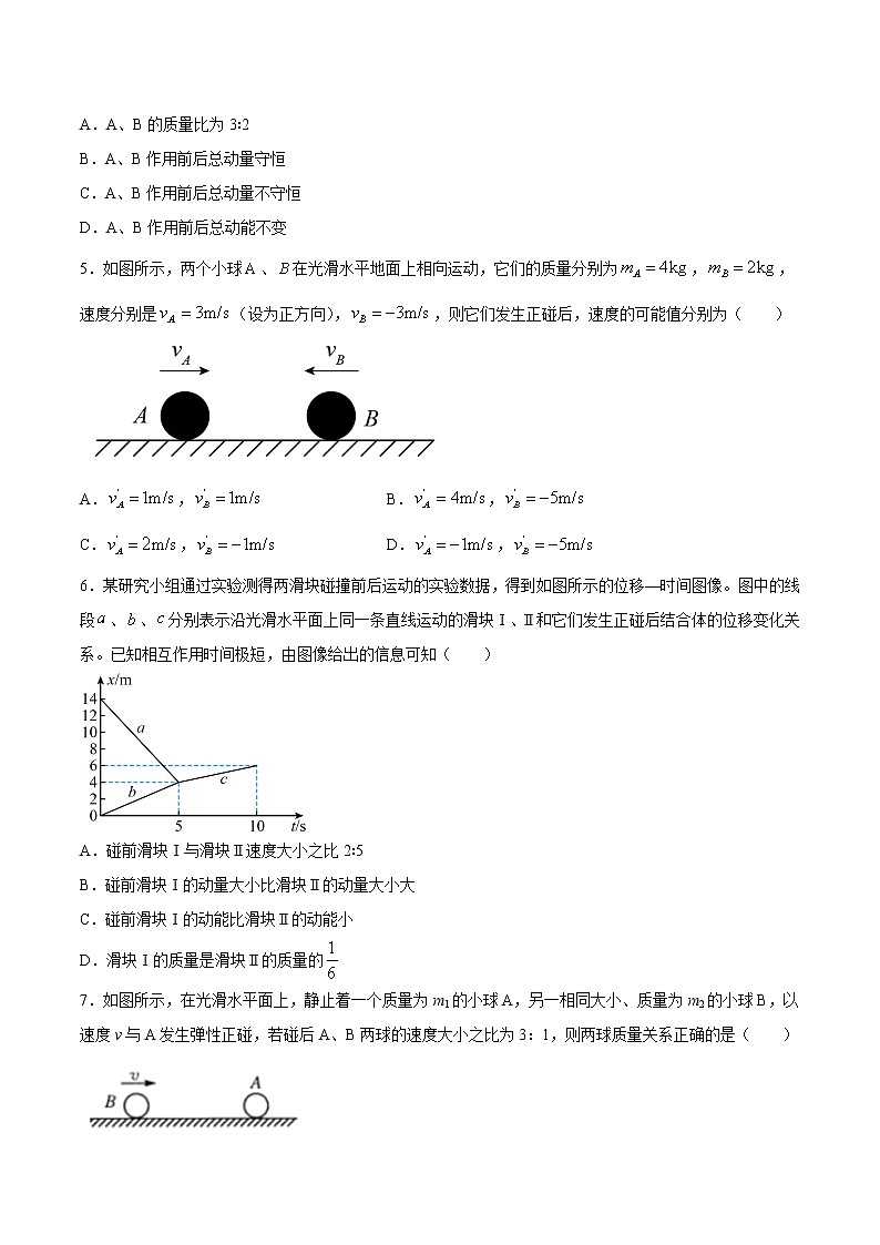 7.4 动量和能量观点的综合应用（碰撞问题一）过关检测-2022届高考物理一轮复习02